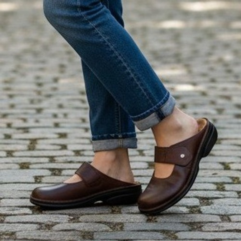 Finn Comfort Stanford Womens Mule Clog Size 41 Walking Comfort Brown Leather